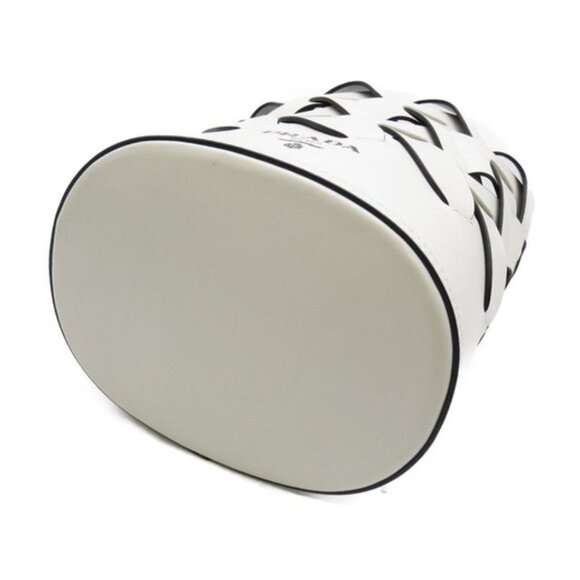 Prada All Leather Bucket Woven Braided Shoulder Tote with Pouch COA - Picture 5 of 13